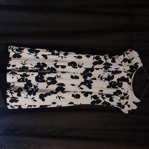 White and black print dress